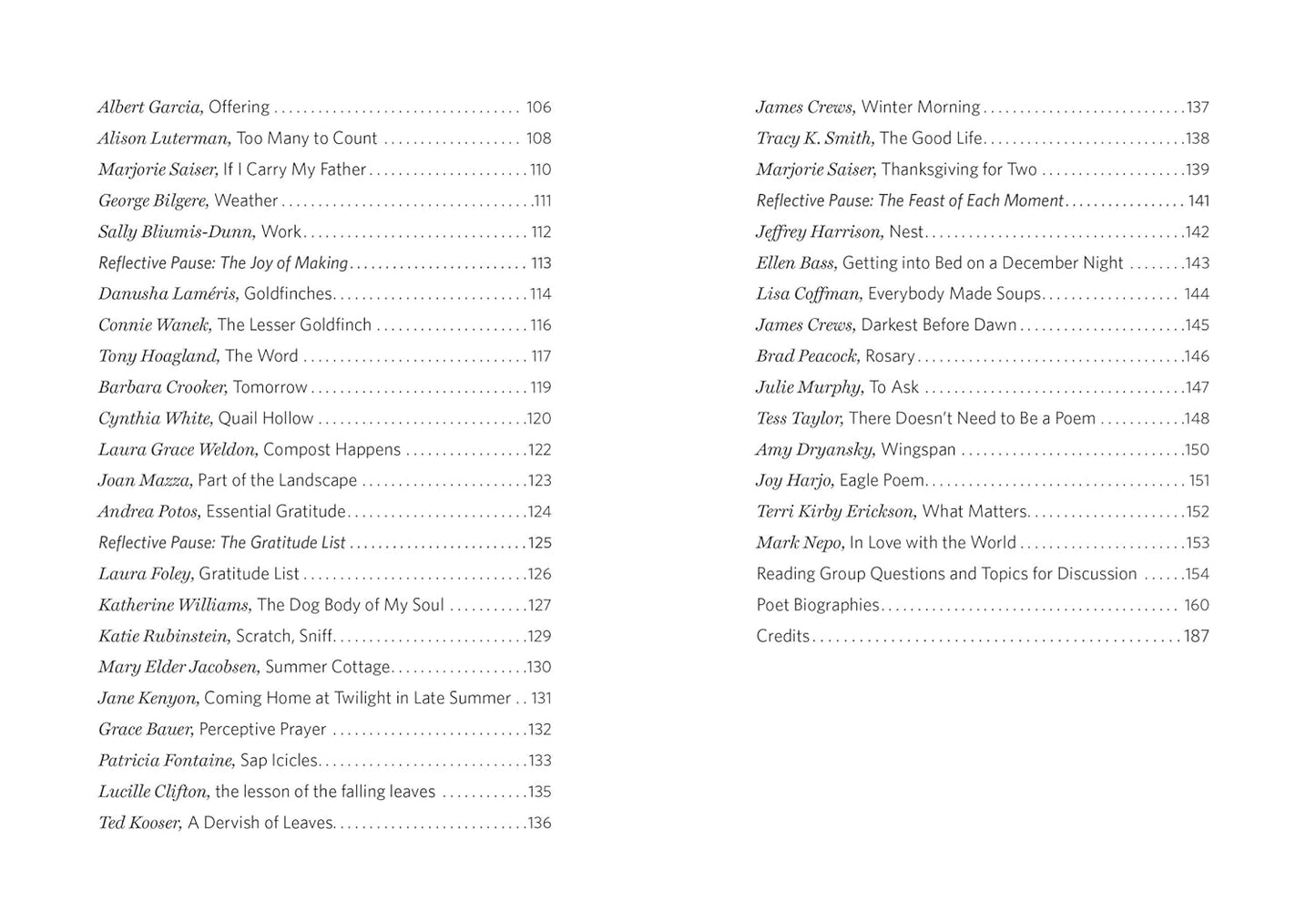 How to Love the World: Poems of Gratitude and Hope - contents 3