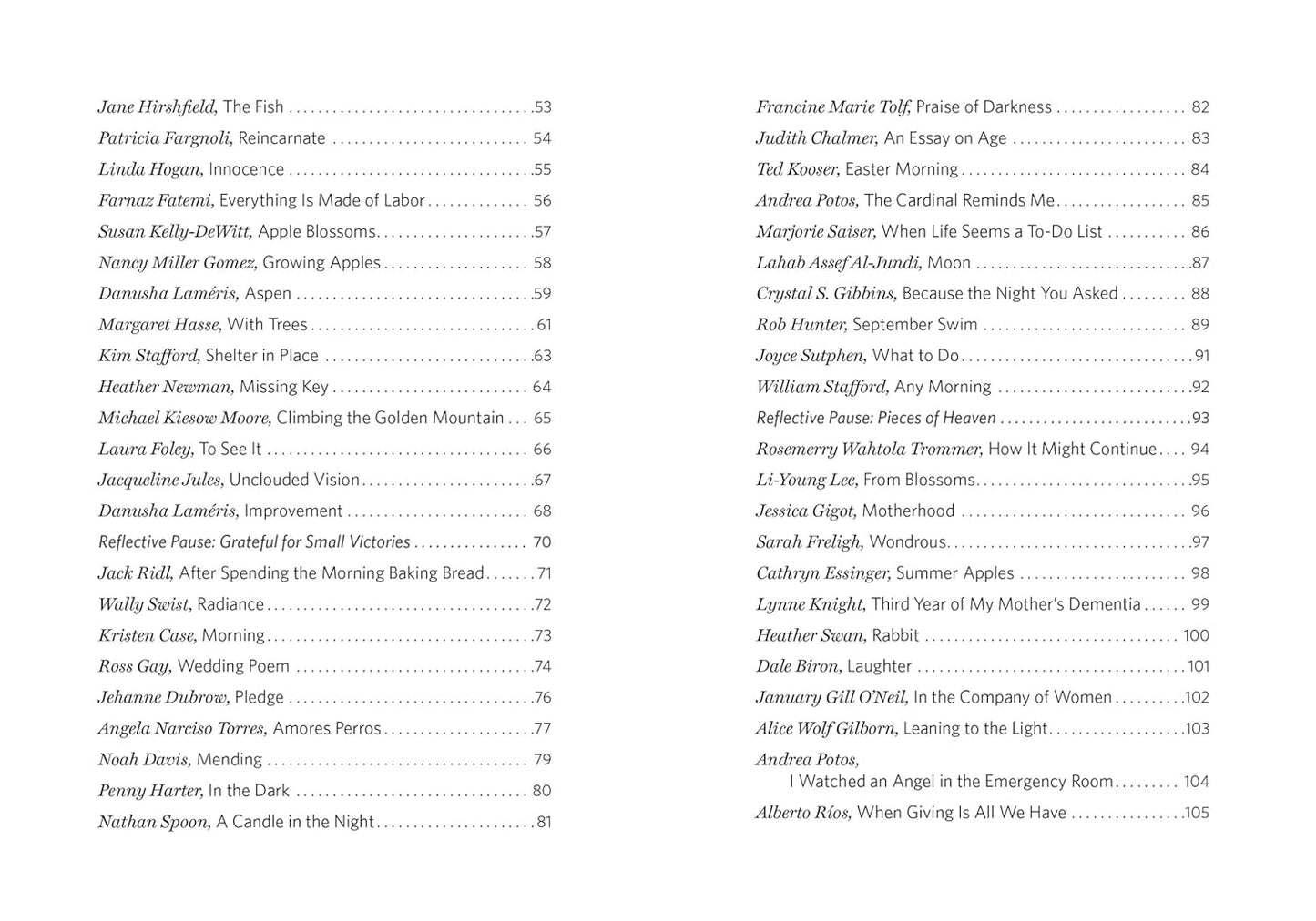 How to Love the World: Poems of Gratitude and Hope - contents 1