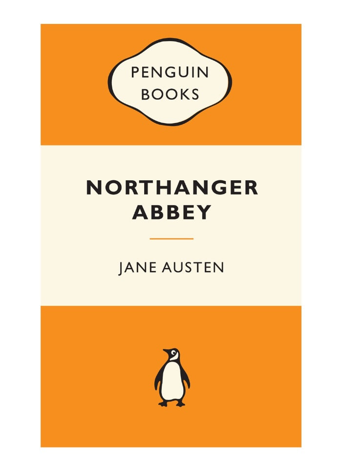 Penguin Books edition of 'Northanger Abbey' by Jane Austen with orange and white design.