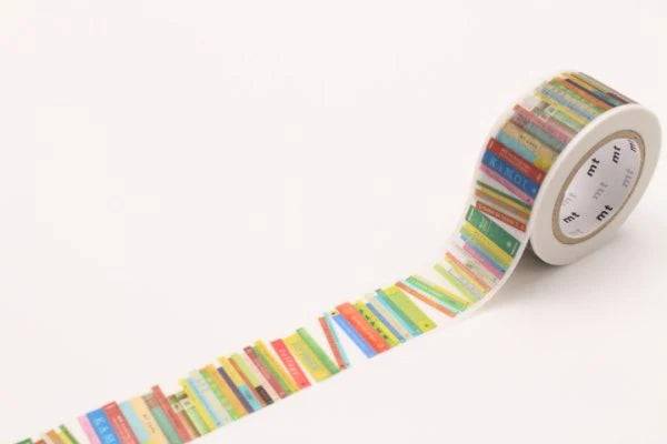 Colorful striped washi tape on a white background