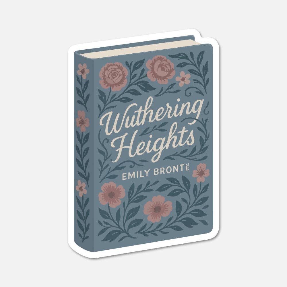Book cover of 'Wuthering Heights' by Emily Bronte with floral design on a light gray background