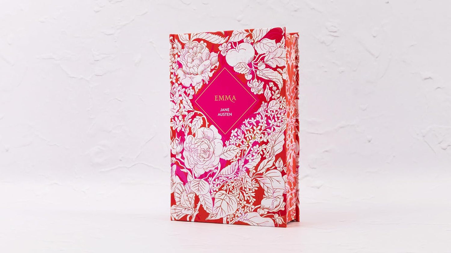 Floral book cover with 'Emma' by Jane Austen on a white background