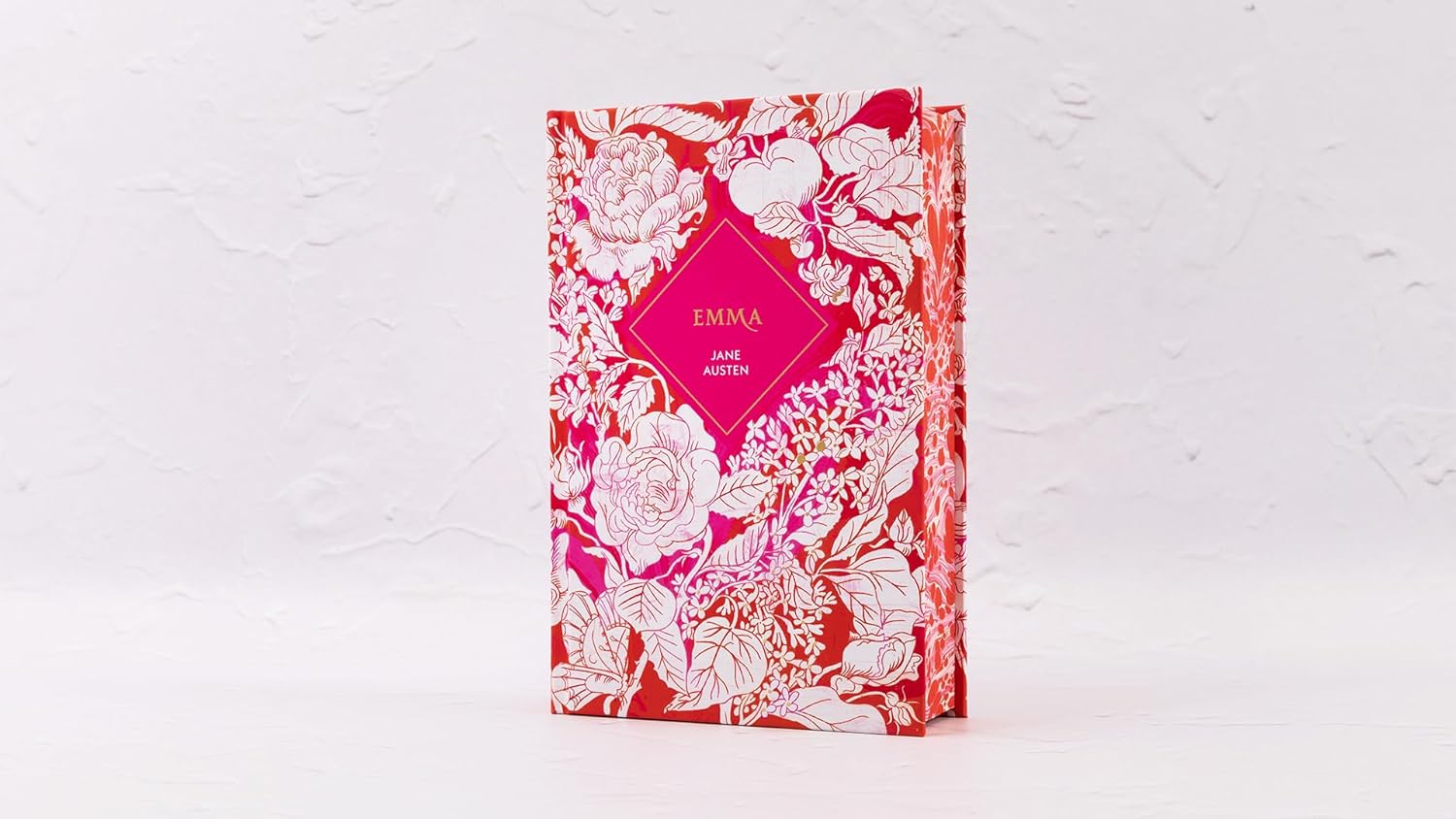 Floral book cover with 'Emma' by Jane Austen on a white background