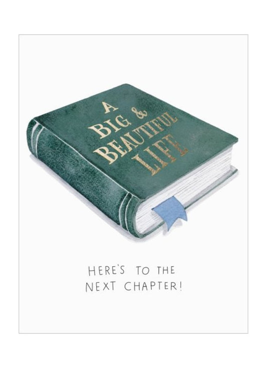 Book titled 'A Big & Beautiful Life' with a blue bookmark on a white background