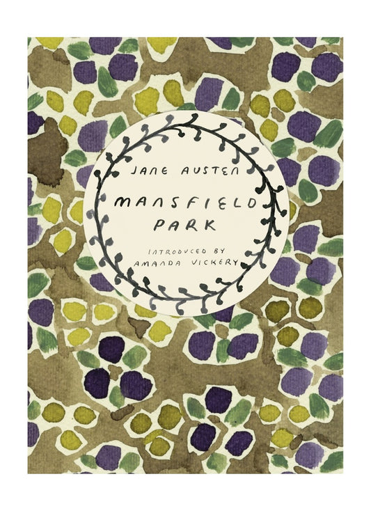 Book cover of 'Mansfield Park' by Jane Austen with a decorative design and text.