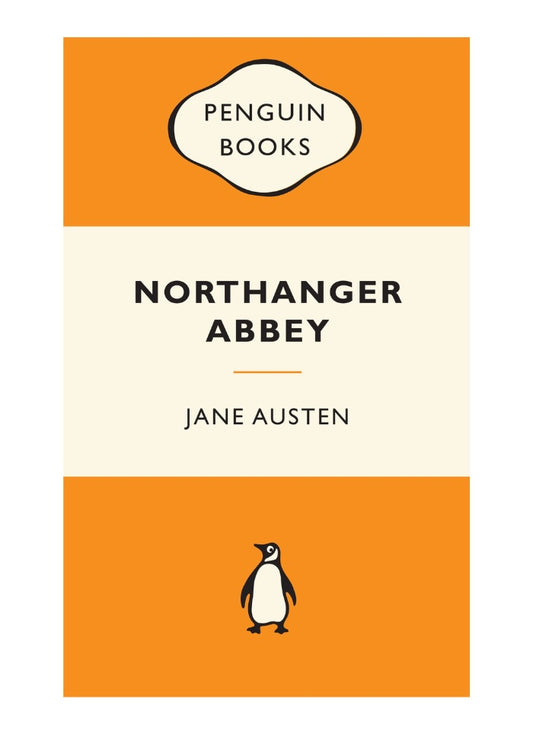 Penguin Books edition of 'Northanger Abbey' by Jane Austen with orange and white design.