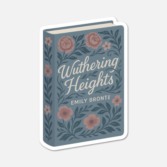 Book cover of 'Wuthering Heights' by Emily Bronte with floral design on a light gray background